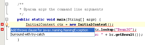 Use the IDE suggestion feature to fix errors in your code image of using IDE suggestion feature to fix errors