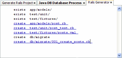 Figure 2: Rails Generator Output