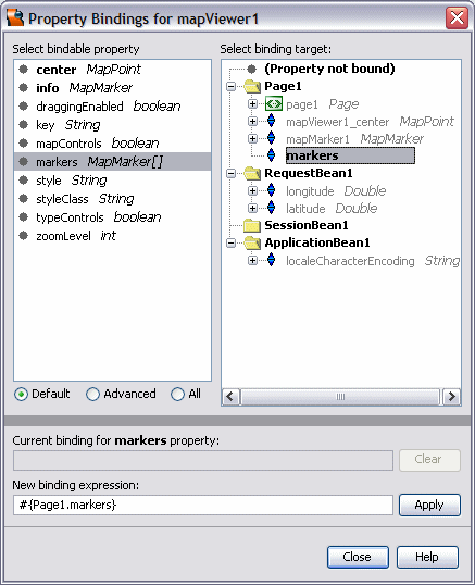 Figure 10: Binding the Markers Property to the Markers Array