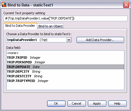 Figure 8: Bind to Data Dialog Box