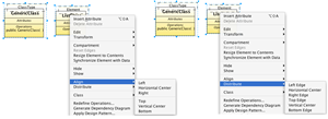 Alignment and Distribute menus, click to enlarge